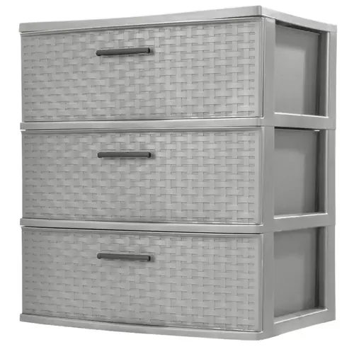 Weave Drawer Unit, 3-Drawer, Plastic, 21-7/8 in OAW, 24 in OAH, 15-7/8 in OAD Cement