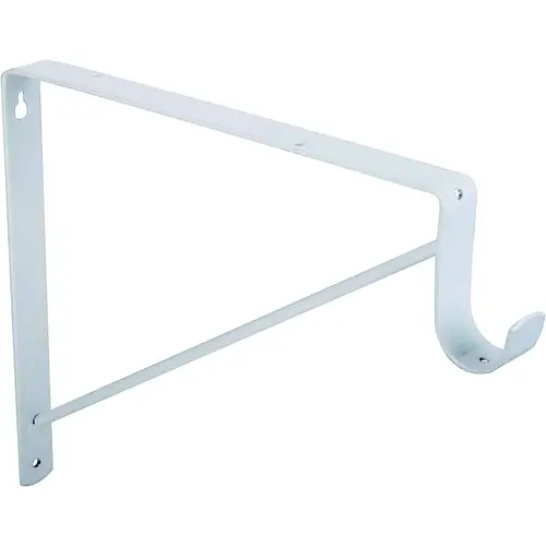 Heavy-Duty Shelf and Rod Bracket, 220 lb/Pair, 13 in L, 9-3/4 in H, Steel, White - pack of 8