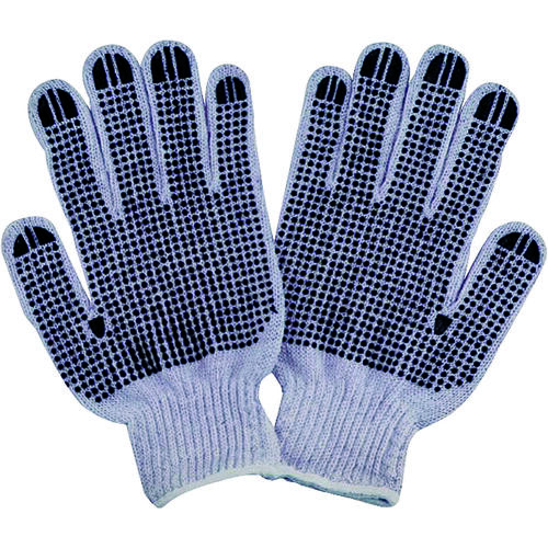 Diamondback FO809PVD2 Knitted Work Gloves with PVC Dots, One-Size, Ribbed Knit Wrist, 60% Cotton 40% Polyester, Natural White
