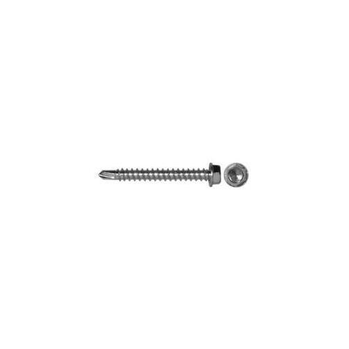 Screw, #10-16 Thread, 0.901 in L, Full Thread, Hex Drive, Self-Drilling Point, Steel, Zinc, 100 BX