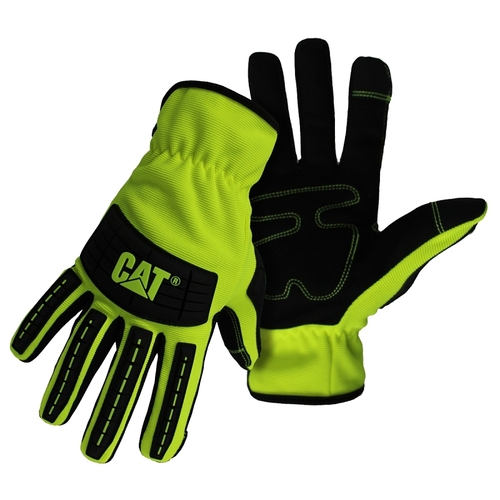 CAT CAT0122502X 0122502X High-Visibility Utility Gloves, Men's, 2XL, Open Cuff, Spandex, Green