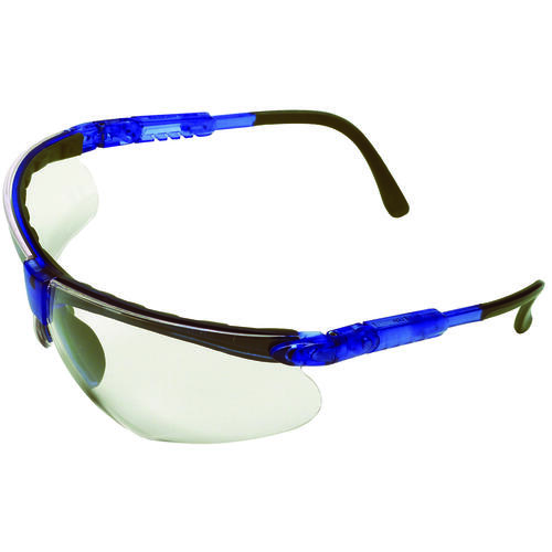 Safety Works 10041055 Padded Brow Guard Safety Glasses, Anti-Fog, Anti-Scratch Lens, Polycarbonate Lens, Blue Frame
