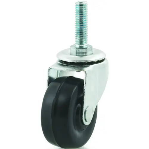 Swivel Caster, 2 in Dia Wheel, 13/16 in W Wheel, Rubber Wheel, 77 lb Zinc