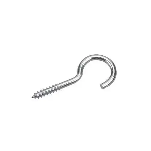 Screw Hook with Lag Thread, 20 mm Opening, 3-1/16 in L, Steel, Zinc