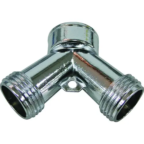 Y-Connector, 3/4 in - 11.5 in, Metal, Chrome, Brass, For: Garden Hose