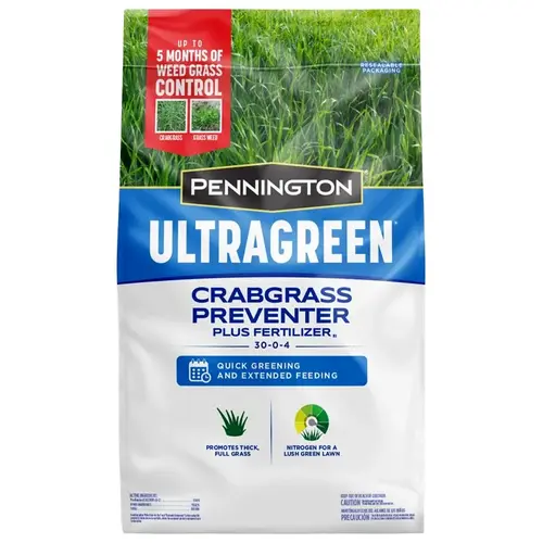 Pennington 100536605 Crabgrass Preventer Plus Fertilizer, 37.5 lb, Solid, 30-0-4 N-P-K Ratio