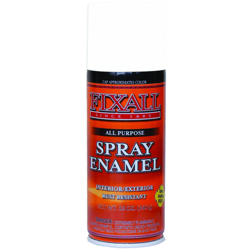 FixALL F1301 Enamel Spray Paint, Gloss, White, 12 oz, Aerosol Can