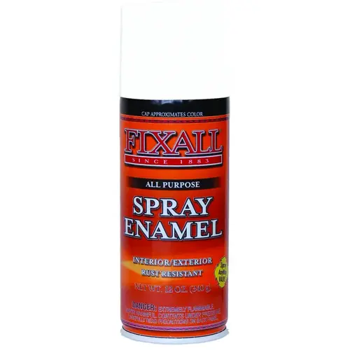 FixALL F1301 Enamel Spray Paint, Gloss, White, 12 oz, Aerosol Can