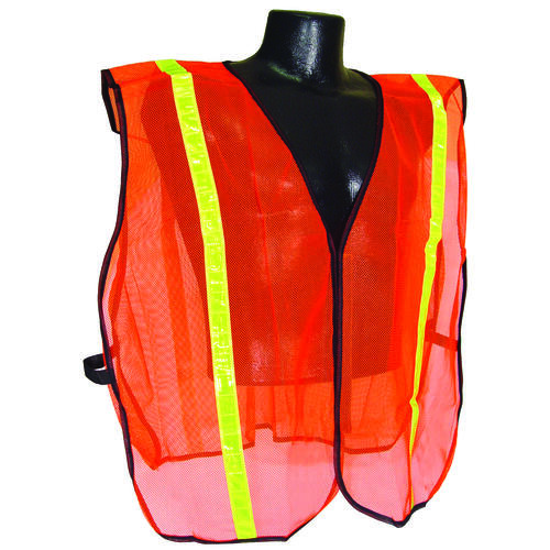 Non-Rated Safety Vest, S/XL, Polyester, Green/Orange/Silver, Hook-and-Loop Closure