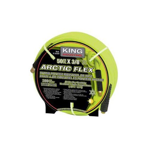 KING CANADA K-2514H Air Hose, 1/4 in ID, 25 ft L, NPT, 300 psi Pressure, Polymer, Green
