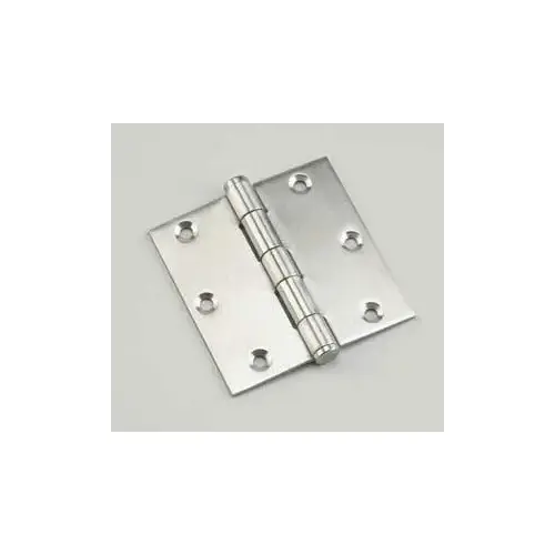 Butt Hinge, 4 in H Frame Leaf, 3/32 in Thick Frame Leaf, Steel, Zinc, Removable Pin, Full-Mortise Mounting