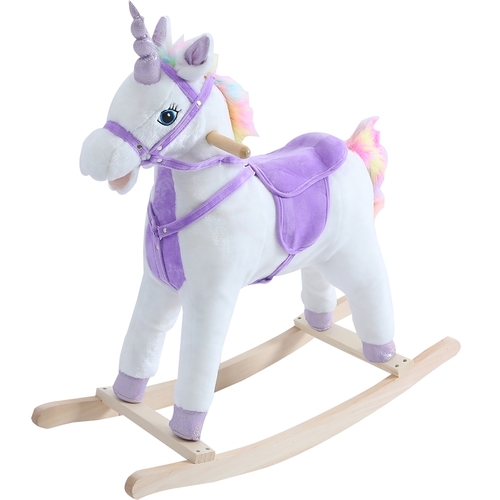 Santas Forest 28715 Rocker Unicorn, Polyester/Wood, Rainbow