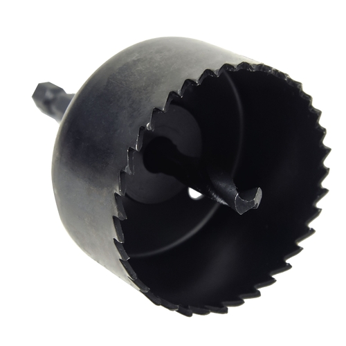 Hole Saw, 2-1/8 in Dia, 3/4 in D Cutting, 3 in Arbor, HCS Cutting Edge, 3 in Pilot Drill Black