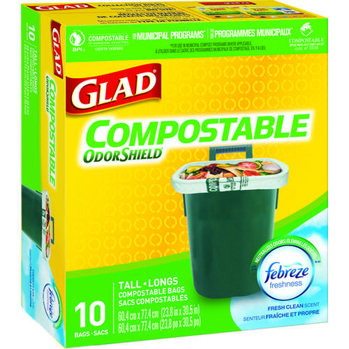 GLAD 78163FRM5 Easy-Tie Tall Compostable Bag, 42.5 L Capacity, Polyester, Tan - pack of 10