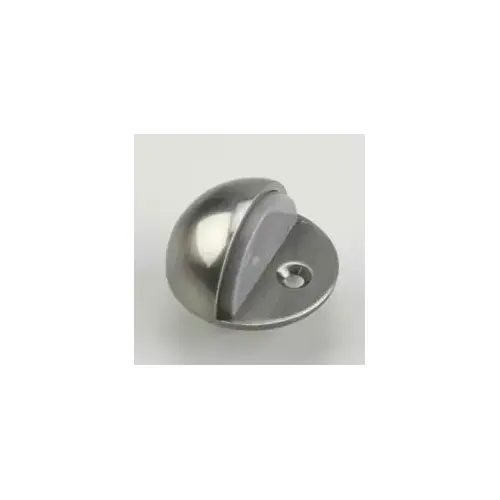 Low-Profile Dome Door Stop, 1-25/32 in Dia Base, Metal, Brushed Nickel