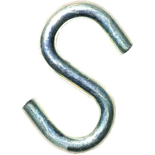 S-Hook, 20 lb Working Load, 0.118 in Dia Wire, Steel, Zinc - pack of 20