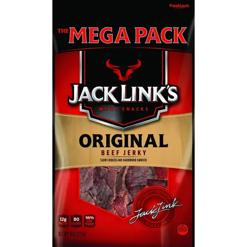 Jack Link's 108206 Beef Jerky, Original Flavor, 8 oz Mega