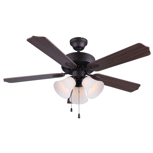 CANARM CF42RUE5RA Rue Series Ceiling Fan, 5-Blade, Medium Oak/Walnut Blade, 42 in Sweep, With Lights: Yes
