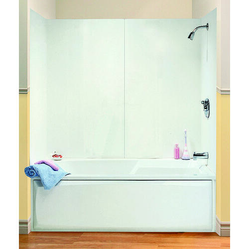 Bathtub Wall Kit, 30 in L, 48 to 60 in W, 54 in H, Polystyrene, White