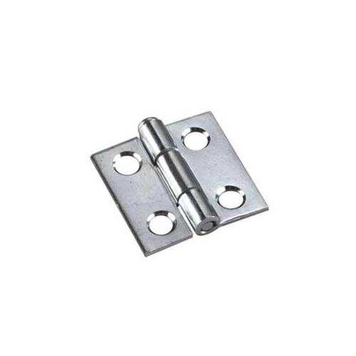 Narrow Butt Hinge, 1-1/2 in H Frame Leaf, Steel, Zinc, Removable Pin, 6 lb