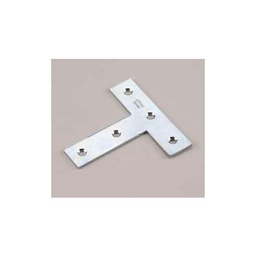 T-Shaped Mending Plate, 4 in L, 7/8 in W, Steel, Zinc