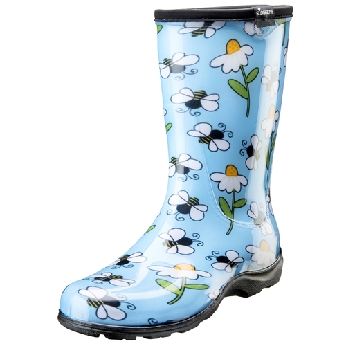 Sloggers 5020BEEBL06 5020BEEBL-6 Rain and Garden Boots, 6, 15-1/2 in W, Bee, Light Blue