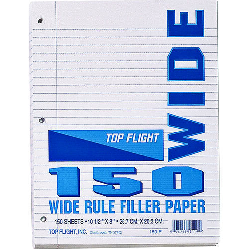 TOP FLIGHT 4314208 Filler Paper, 10-1/2 in x 8 in, White