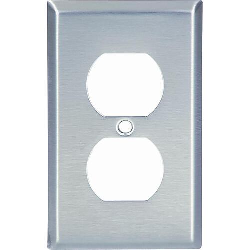 Eaton 93101-BOX1 93101-BOX Receptacle Wallplate, 4-1/2 in L, 2-3/4 in W, 1 -Gang, 302 Stainless Steel