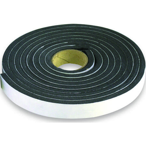 Foam Tape, 1 in W, 15 ft L, 1/2 in Thick, Polyethylene, Black