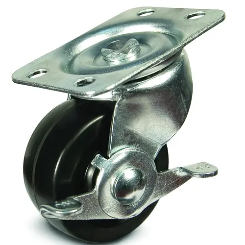 C-GD20RSB Swivel Caster, 2 in Dia Wheel, 15/16 in W Wheel, Rubber Wheel, 90 lb