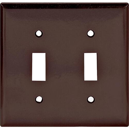 Wallplate, 4-1/2 in L, 4-9/16 in W, 2 -Gang, Thermoset, Brown, High-Gloss