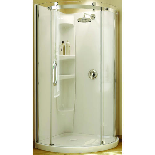 MAAX 105760-000-001-10 Shower Kit, 36 in L, 36 in W, 78 in H, Acrylic, Chrome, Round, 8 mm Glass