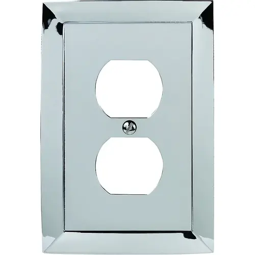 Duplex Receptacle Wallplate, 1-Gang, Metal Polished Chrome