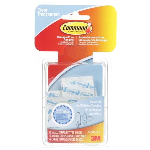 Command 17200CLR-C Poster Strip Refill, Plastic Backing, Clear