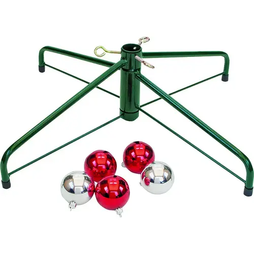 Traditions Artificial Tree Stand, Steel, Green/Red, Powder-Coated