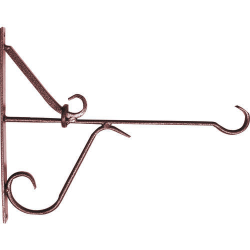 Hanging Plant Bracket, 12 in L, 11 H, Steel, Matte Hammertone Bronze