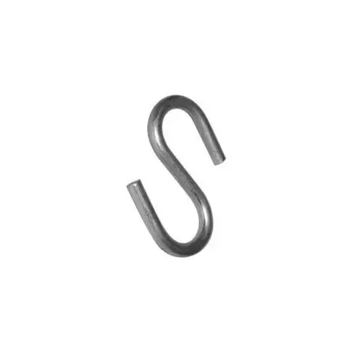 S-Hook, 11/64 in Dia Wire, Zinc - pack of 4