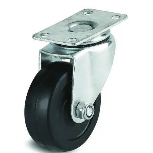 Swivel Caster, 2 in Dia Wheel, 13/16 in W Wheel, Rubber Wheel, 77 lb