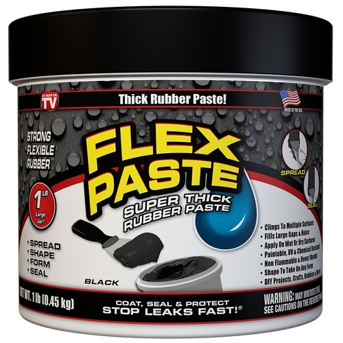 FLEX PASTE PFSBLKC16 Rubberized Paste, Black, 1 lb, Jar
