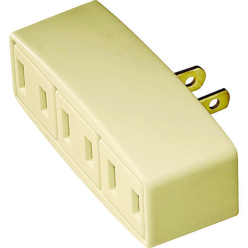 Eaton 1747V-BOX Outlet Tap, 2 -Pole, 15 A, 125 V, 3 -Outlet, NEMA: NEMA 1-15R, Ivory