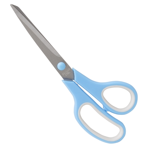Scissor, 8-1/2 in OAL, 4-1/2 in L Cut, Stainless Steel Blade, Comfort-Grip Handle, Blue/Gray Handle