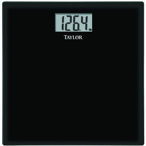 TAYLOR 755841932B 75584192B Bathroom Scale, 400 lb Capacity, LCD Display, Black, 13.63 in OAW, 13.63 in OAD, 1.94 in OAH