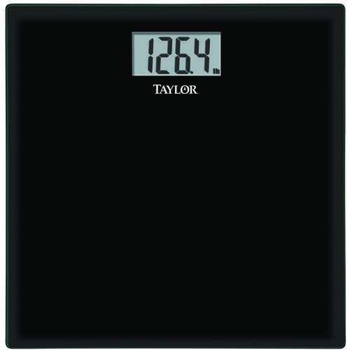 75584192B Bathroom Scale, 400 lb Capacity, LCD Display, Black, 13.63 in OAW, 13.63 in OAD, 1.94 in OAH