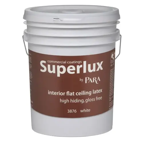 Superlux 3800 3876-20 Interior Ceiling Paint, Flat, White, 5 gal Pail