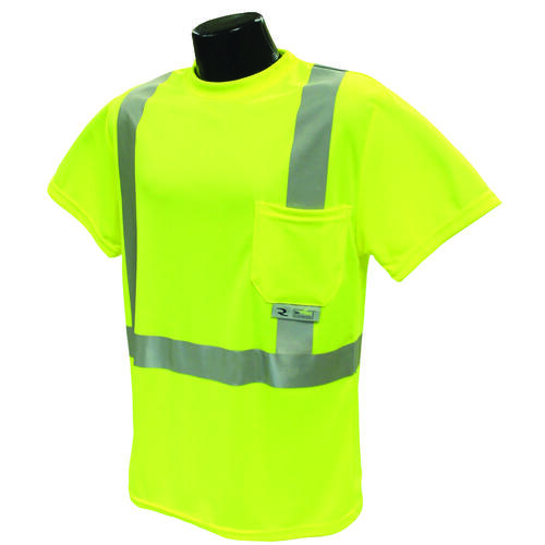 Safety T-Shirt, 2XL, Polyester, Green, Short Sleeve, Pullover Closure