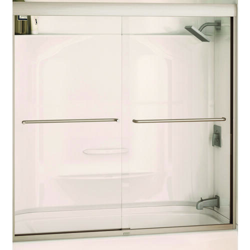 MAAX 135661-900-305 Aura Bathtub Door, Semi Frame, Clear Glass, Bypass/Sliding Door, 1/4 in Glass