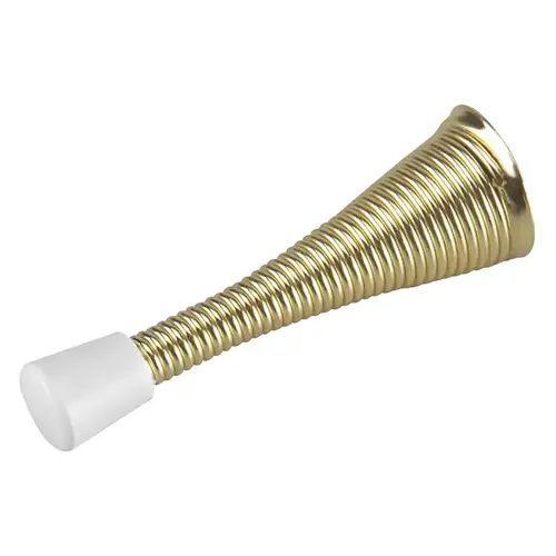 Flexible Door Stop, 31/32 in Dia Base, 3 in Projection, Metal, Brass