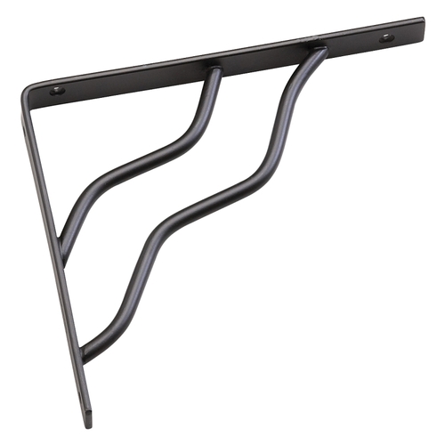 Decorative Shelf Bracket, 25 lb, 8-1/32 in H, Steel Black