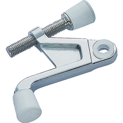 Heavy-Duty Hinge Pin Door Stop, 2-3/4 in Projection, Die-Cast Zinc & Plastic, Chrome