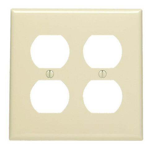 80716-I Receptacle Wallplate, 4-1/2 in L, 4-9/16 in W, 2 -Gang, Thermoplastic Nylon, Ivory, Smooth